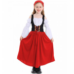 Halloweeni Laste T&uuml;drukute Keskaegne Talupoja Cosplay Kost&uuml;&uuml;m Oktoberfest Kleit Prantsuse Neiu Jaapani Lolita Komplekt S punane