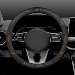 Carbon fiber Suede Car Steering Wheel Cover Anti-slip Breathable Car Steering Wheel Cover Universal 15 Inch (Approx. 38cm) Type O Orange dot