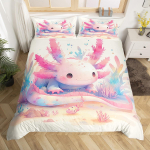 Armsad Axolotli tekikotid lastele Poistele T&uuml;drukutele Kerged voodipesukomplektid Multikakujuline Salamander Voodipesukomplekt Magamistoa Dekoor Ilma tekita 140x200cm 3pcs