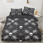 Skeleti Barokk Tekikott Komplekt, Kolju Gootiline Voodipesu T&auml;iskasvanutele, Halloweeni Vintaažne Tekikott 140x200cm 240x220 Kuninganna Voodikomplekt 140x200 (65x65cm x1 gray