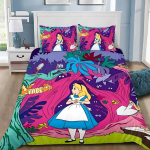 Multikas Alice Imedemaal Tekikott Padjap&uuml;&uuml;r Alice Printsess Voodipesu Komplekt T&auml;iskasvanud Poiss T&uuml;druk Magamistoa Kaunistus Laste Kingitus EU Single(135*200cm)3pcs blue