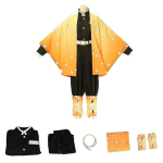 T&auml;iskasvanutele/imikutele Anime Agatsuma Zenitsu Cosplay Kost&uuml;&uuml;m Perruque Chaussures Hommes Kimono kollane keep tenues 110 beež