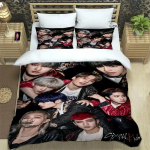 KPOP S-Stray-K-Kids Prindiga Voodipesukomplektid Peen Vooditarvete Komplekt Tekikott Vooditekk Komplekt Voodipesu Komplekt Luksuslik S&uuml;nnip&auml;evakingitus EU Single(135*200cm)3pcs