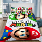 M&auml;ng Super M-Marios Tekikott Padjap&uuml;&uuml;r Voodipesukomplekt T&auml;iskasvanu Poiss T&uuml;druk Magamistoa Kaunistus Laste Kingitus &Uuml;hekohaline Kahekohaline Suur Suurus EU Single(135*200cm)3pcs