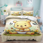 MINISO armas Karupoeg Puhh koomiksianime tekikottide komplekt kingitused tekikotid padjap&uuml;&uuml;rid laste voodipesukomplekti kaunistused kuninganna suuruses EU Single(135*200cm)3pcs
