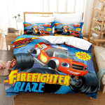 Multikas Blaze Ja Monster Masinad Kiirus Voodipesukomplekt Poistele T&uuml;drukutele &Uuml;heinimese Kuninganna Suurus Tekikott Padjap&uuml;&uuml;r Voodi Lastele T&auml;iskasvanutele AU Single(140*210cm)3pcs
