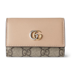 Gucci GG Marmont Seeria Topelt G Logo Kl&otilde;pskinnitusega L&otilde;uend ja Nahk&auml;&auml;ris V&otilde;tmehoidja Naiste aksessuaarid Beež Tume-Pruun 795649-AADQE-5741 Basic Set (Bag+Dust Bag)