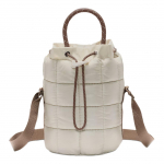Nike Sportswear Puffle Compact tepitud disainiga kott unisex kottidele, millel on helehall luumuster HQ6709-072 Light Bone