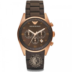 Emporio Armani Tazio suur pruunist metallist meeste kvarts kronograafkell AR5890 pruun