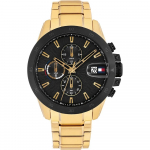 Tommy Hilfiger Jameson Must sihver Kuldne roostevabast terasest meeste kvartskell 1792199 must