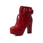 S&uuml;gis Talv Naiste Lolita Saapad Jaapani Magus Kunstnahast Kingad Volang&auml;&auml;ris Paelkinnitusega Printsess Lolita Cosplay Poolpikkusega Saapad 48 aprikoosi