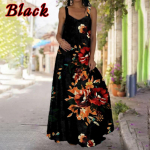 Naiste Mood Varrukateta Swing Long Sling Kleit Boho Tiev&auml;rviga 3D Prinditud Maxi kleidid Vabaaja spagetirihmadega suvekleidid Suures suuruses S