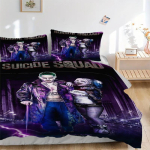 Jokker & Harley Quinn Voodipesukomplekt Tekikate Kingitus Magamistuppa, Sisaldab 1 Tekikatet ja 2 Padjap&uuml;&uuml;ri, Tekk ei kuulu komplektiB431 135x200cm gray