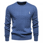 Meeste s&uuml;gis-talvine &uuml;hev&auml;rviline kootud &uuml;mmarguse kaelusega kampsun Moodne vabaaja p&otilde;dra tikandiga pullover S