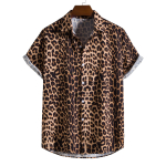 Meeste S&auml;rk Leopard Lilleline Kitsas L&otilde;ige L&uuml;hike Varrukas Havai S&auml;rk Peo Ranna Vabaaja S&auml;rgid Suur Suurus XXXL brown