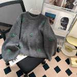 Kampsun Naistele Talvine Kootud Pullover Kuusk L&otilde;tv Vintage Tikitud Lilled Kootud Kampsun XXL hall