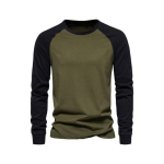 S&uuml;gis Talv Meeste Aluss&auml;rk Slim Fit Raglaanvarrukatega Patchwork O-kaelusega Pullover Veniv Pikkade Varrukatega Keskmise Pikkusega Fitness Trenn Igap&auml;evaseks Kandmiseks S&auml;rk XL armee roheline v&auml;rv