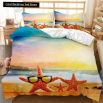 Rannakatte komplekt Suvine ookeani voodipesukomplekt Hawaii mere lained 3D-tr&uuml;kiga Merit&auml;ht Pol&uuml;ester tekikate Queen King EU single(135x200cm)