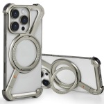 Oatsbasf Magsafe Telefonikate iPhone 16 15 Pro/Pro Max/16 E jaoks, metallist raamita, 360&deg; p&ouml;&ouml;rleva alusega, p&otilde;rutuskindel kaitsekaas For iPhone 15 Pro gray