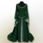 Majesteetlik pikak&auml;iguline keskaegne renessanss naiste vintage kleit teatrietendusteks Green,L gray