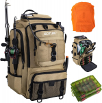 Goture Kalastus 40L Suure Mahutavusega Kalastusvarustuse Kott 900D Veekindel Oxford SBS Isoleeritud Sisaldab 2 Kaasaskantavat Varustusekotti Sobib ja V&auml;litingimustesse Khaki C Kott,