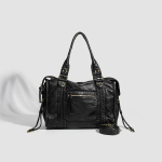 Prantsuse Retro Suure Mahutavusega Crossbody T&otilde;mblukuga Kott - Naiste Pesitud Mootorratta &Otilde;lakott must