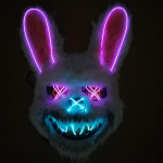 Hirmutav LED-valgustusega J&auml;nese Mask Pehme M&otilde;rvar-j&auml;nes Helendav verine Mask Halloweeni Karnivali Cosplay jaoks Helendab pimedas Peo