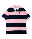RAYFIKERS Triibuline V&auml;ike Tikitud Polo S&auml;rk Mq2Tu275_Roosa Pink/090 white