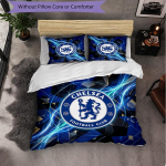 Chelsea FC Muster 3-osaline Voodipesukomplekt Pehme Mikrokiust Tekikott Padjap&uuml;&uuml;ridega Magamistoa jaoks 135cm*200cm