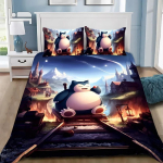 Multikas tekikate padjap&uuml;&uuml;r Voodipesu komplekt Kawaii SnorlaxS T&auml;iskasvanud Poiss T&uuml;druk Magamistoa kaunistus Lapsed &Uuml;hekohaline Kahekohaline Suur suurus 135x200cm 2pcs