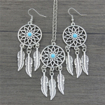 Bohemian Dreamcatcher Leaves Feather Ripats Kaelakee K&otilde;rvar&otilde;ngad Ehete Komplekt