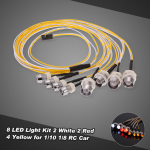 Komplekt De 8 LED 2 Blanc 2 Rouge 4 Jaune Pour 1/10 1/8 Traxxas SCX10 D90 RC Car mitmev&auml;rviline