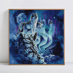 Teemantmaal T&auml;is&uuml;mar Hundi Teemanttikandid Ristpistes Rhinestone 30x30CM