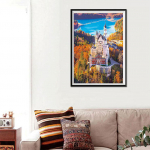 Teemantmaali maastik T&auml;ielik teemantmosaiik Lossipuud T&auml;is&uuml;mmargused teemanttikandid 20X30CM