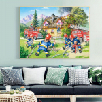Teemantmaaling Ristpistes Teemanttikandid Cartoon Firemen Full Round Rhinestones 20X30CM