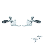 Les Tr&eacute;sors De Lily [C5755] - Boucles Argent 'F&eacute;e Clochette' Cristal de Roche argent&eacute; - 10x15 mm valge