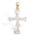Les Tr&eacute;sors De Lily [L1264] - Pendentif Plaqu&eacute; Or 'Croix ' blanc dor&eacute; - 20x14 mm valge