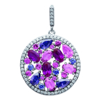 Les Tr&eacute;sors De Lily [N1826] - Pendentif Argent 'Sissi' rose violet (rhodi&eacute;) - 20 mm Heleroosa