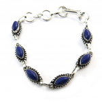 Les Tr&eacute;sors De Lily [N3485] - Bracelet 'Navajos' bleu argent&eacute; h&otilde;be