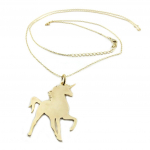 7bis [P8356] - Collier sautoir artisanal 'Licorne My Unicorn' dor&eacute; - 75 cm 45x35 mm kuld