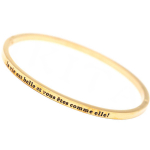 Les Tr&eacute;sors De Lily [Q1216] - Bracelet cr&eacute;ateur Acier 'Messages' dor&eacute; (La vie est belle et vous &ecirc;tes comme elle ! ) - 60 mm 3 mm kuld