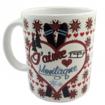 Les Tr&eacute;sors De Lily [P9086] - Mug c&eacute;ramique 'J'aime la Montagne' blanc rouge (Made in France) - hauteur 9. 5 cm diam&egrave;tre 8 cm punane