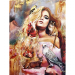 5D Diy Daimond Painting  Lady&Cat&Horse  &uuml;mmargune puur Rhinestones Teemantmaal Tikand 20X30CM