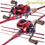 Reisi&otilde;ngede rullide kombinatsioonid 4 sektsiooniga &otilde;ngeritv 8,0:1 &uuml;lekandearvuga Baitcasting p&uuml;&uuml;girullid Forelli Bassi kalastustarbed 2.1M Rod&Reel Left Hand