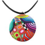 Les Tr&eacute;sors De Lily [R1347] - Collier artisanal 'Colombine & Arlequin' multicolore - 29 mm mitmev&auml;rviline