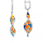 Mood K&auml;ev&otilde;ru Vintage Naiste Rhinestone Inkrusteeritud spiraalemail Plumeria Rippuvad K&otilde;rvar&otilde;ngad Ehted plaatina