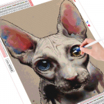 Teemanttikandid mosaiik kass t&auml;isruudu/&uuml;mmargune teemantmaal Ristpistes loom k&auml;sitsi valmistatud kingitus Full Round 20X30CM