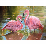 Teemanttikandid Flamingo t&auml;isring/ruudukujuline ristpistes Teemantmaaling Loomade mosaiik K&auml;sit&ouml;&ouml; Kodukaunistus Full Round (20X30CM)