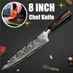 8-tolline kokk Professionaalne Jaapani stiilis Damaskuse terasest liha l&otilde;ikamise t&ouml;&ouml;riistad toiduvalmistamise t&ouml;&ouml;riistad k&ouml;&ouml;gitarbed 8 inch knife