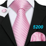 Roosa lips meestele pulma siidist kaelalips Hanky ​​mansetin&ouml;&ouml;bid Solid Foral Triibuline pidulik komplekt N-5200